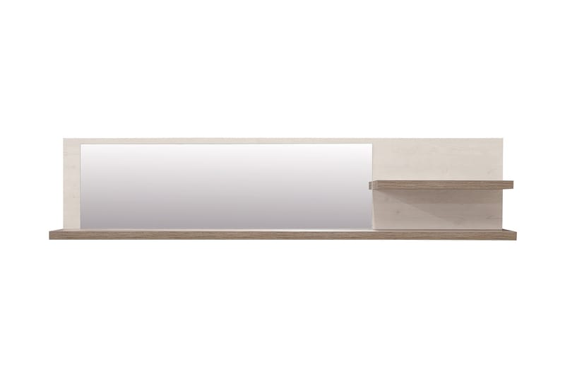 Talebi Vegghylle med Speil 25x213 cm - Brun / Hvit - Oppbevaring - Hyller - Bokhylle