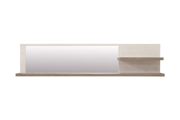 Talebi Vegghylle med Speil 25x213 cm - Brun / Hvit - Oppbevaring - Hyller - Vegghylle