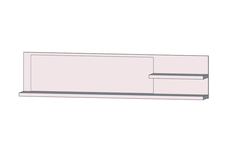Talebi Vegghylle med Speil 25x213 cm - Brun / Hvit - Oppbevaring - Hyller - Vegghylle