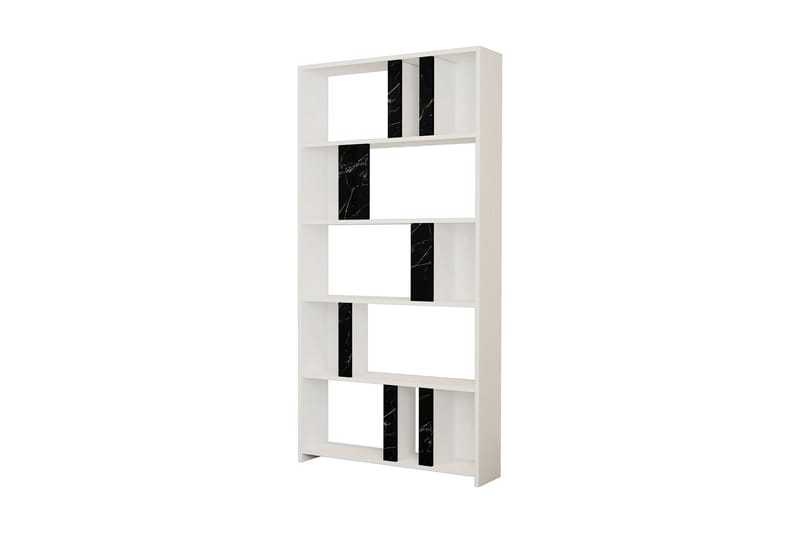 Timiza Bokhylle 90 cm med 5 Hyller i Marmor - Svart|Hvit - Oppbevaring - Hyller - Bokhylle