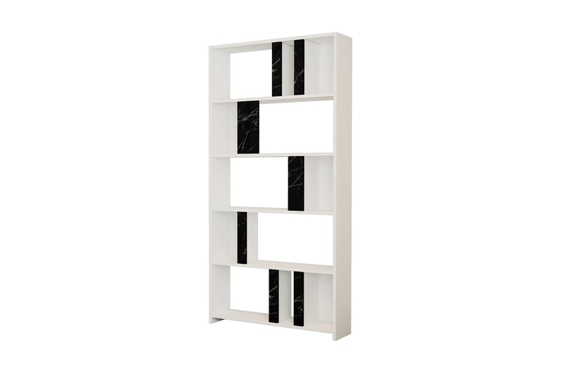 Timiza Bokhylle 90x20 cm 5 Hyller - Hvit/Svart - Oppbevaring - Hyller - Bokhylle