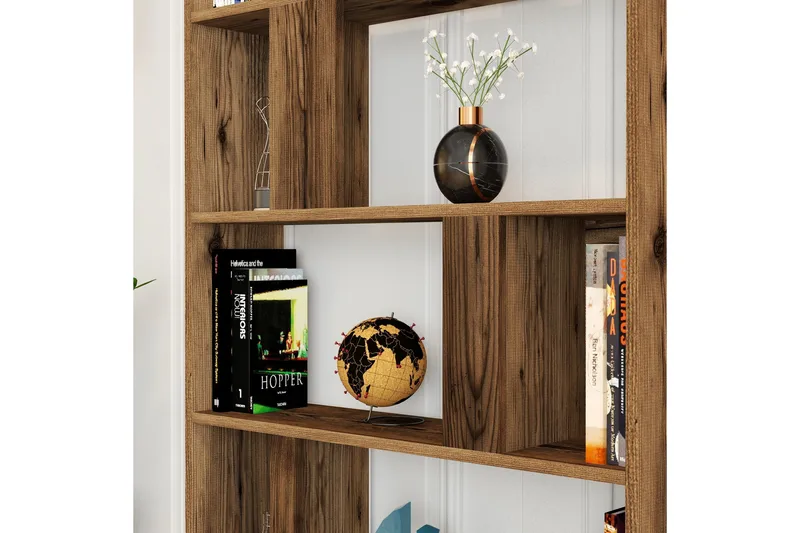 Timiza Bokhylle 90x20 cm 5 Hyller - Mørkebrun - Oppbevaring - Hyller - Bokhylle