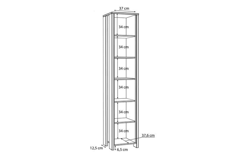 Torelles Bokhylle 41,6 cm i Mørkt Tre - Betonggrå - Oppbevaring - Hyller - Bokhylle