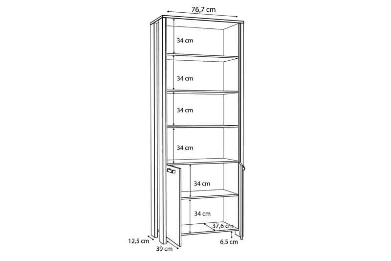 Torelles Bokhylle 87x220 cm - Brun/Grå - Oppbevaring - Hyller - Bokhylle