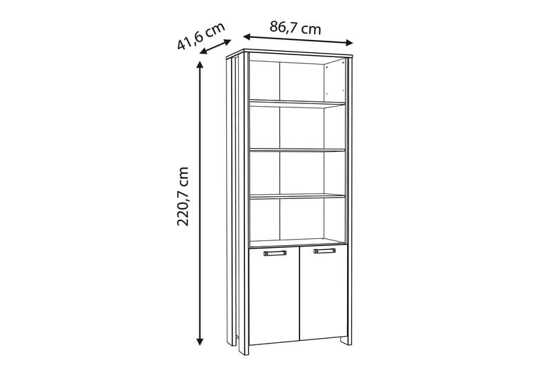 Torelles Bokhylle 87x220 cm - Brun/Grå - Oppbevaring - Hyller - Bokhylle