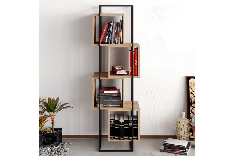 Tosches Bokhylle 52 cm - Valnøtt|Svart - Oppbevaring - Hyller - Bokhylle