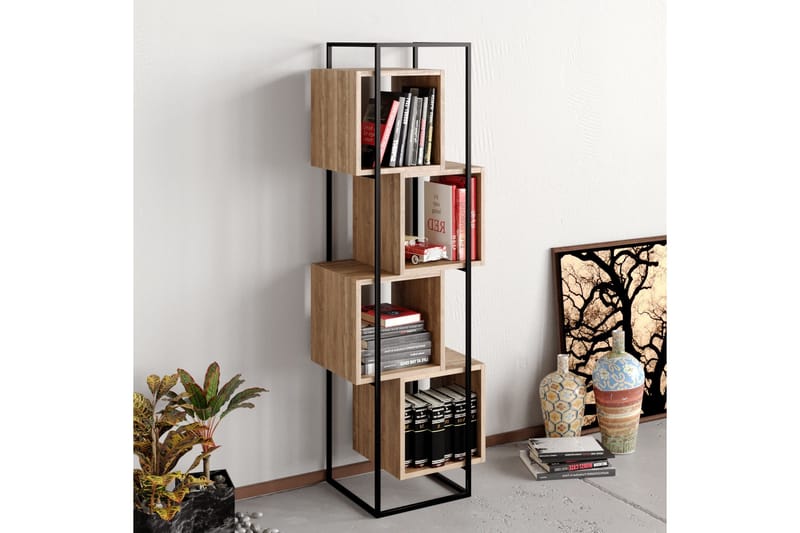 Tosches Bokhylle 52 cm - Valnøtt|Svart - Oppbevaring - Hyller - Bokhylle