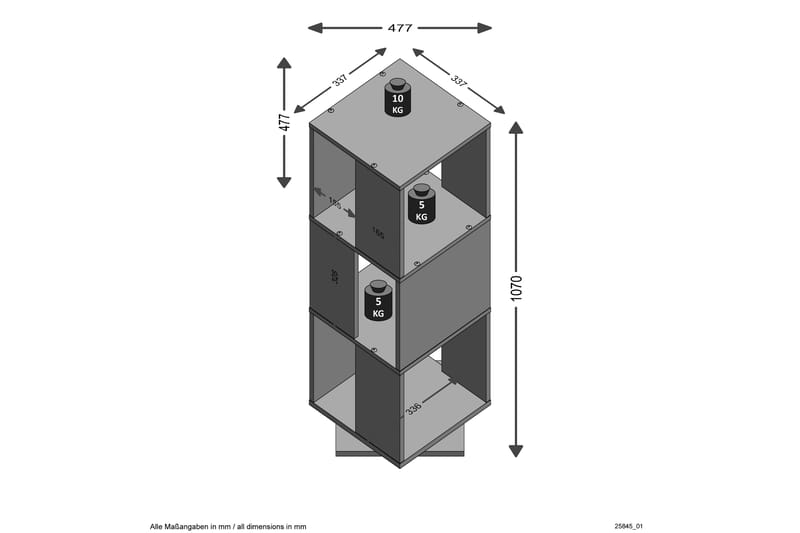 Tower Bokhylle 34 cm Roterbar - Grå - Oppbevaring - Hyller - Bokhylle
