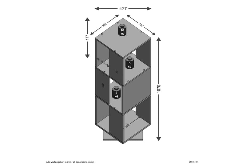 Tower Bokhylle 34 cm Roterbar - Grå - Oppbevaring - Hyller - Bokhylle