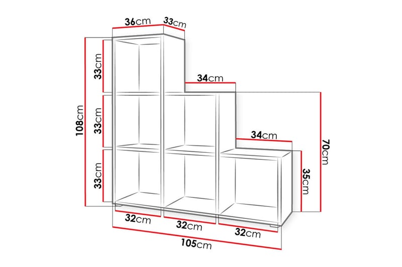 Trio Hylle 105x33x108 cm - Oppbevaring - Hyller - Bokhylle
