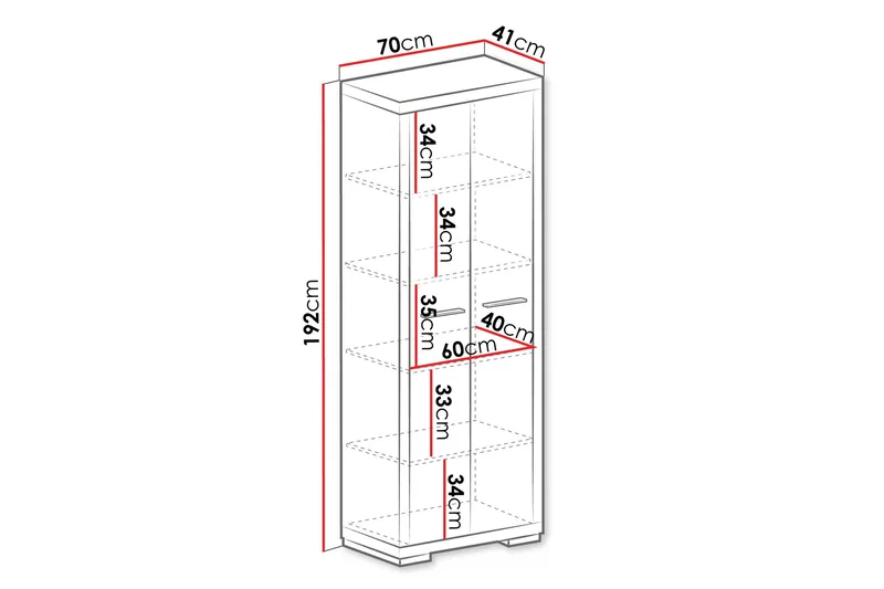 Vegas Bokhylle 70x40,5x192 cm - Oppbevaring - Hyller - Bokhylle