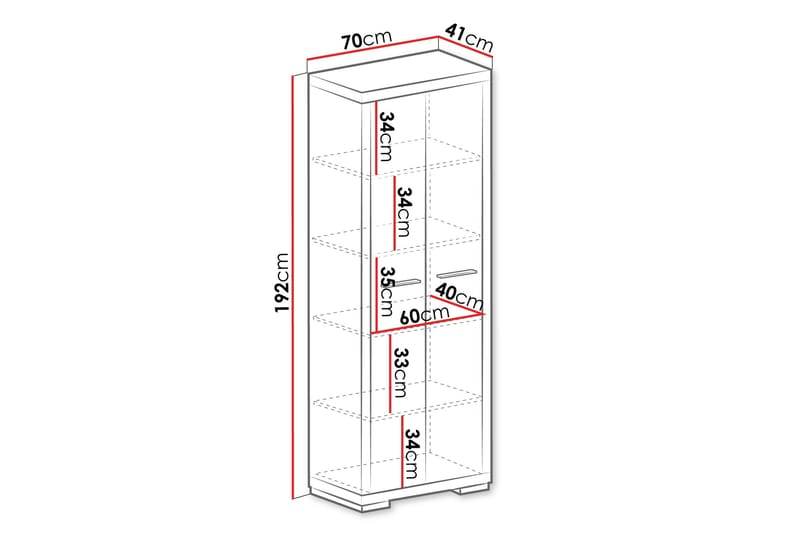 Vegas Bokhylle 70x40,5x192 cm - Oppbevaring - Hyller - Bokhylle
