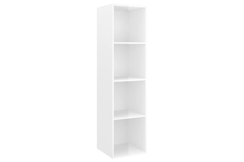 Vegghengt TV-benk høyglans hvit 37x37x142,5 cm sponplate - Hvit - Oppbevaring - Hyller - Bokhylle