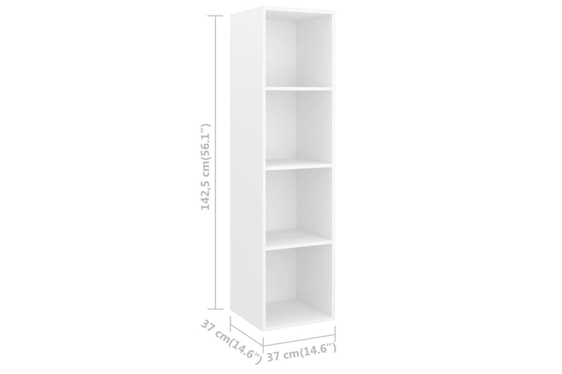 Vegghengt TV-benk hvit 37x37x142,5 cm sponplate - Hvit - Oppbevaring - Hyller - Bokhylle