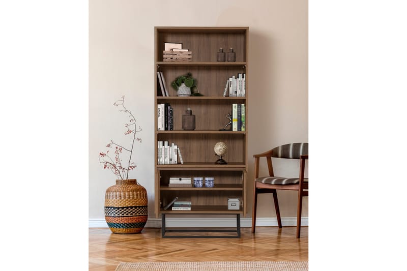 Vernavola Bokhylle 80x36 cm 3 Hyller - Mørkebrun/Svart - Oppbevaring - Hyller - Bokhylle