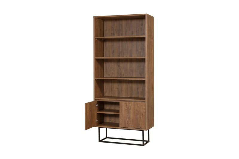 Vernavola Bokhylle 80x36 cm 3 Hyller - Mørkebrun/Svart - Oppbevaring - Hyller - Bokhylle