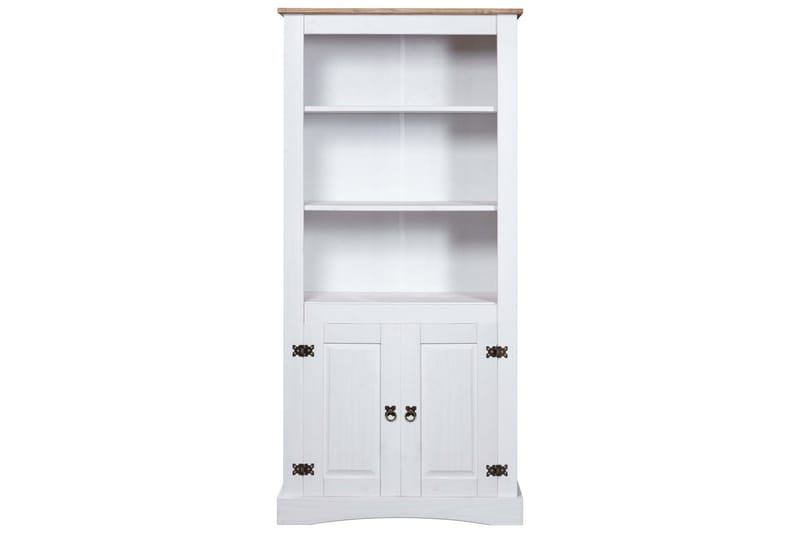 Vitrine meksikansk corona-stil furu hvit 80x40x170 cm - Oppbevaring - Hyller - Bokhylle