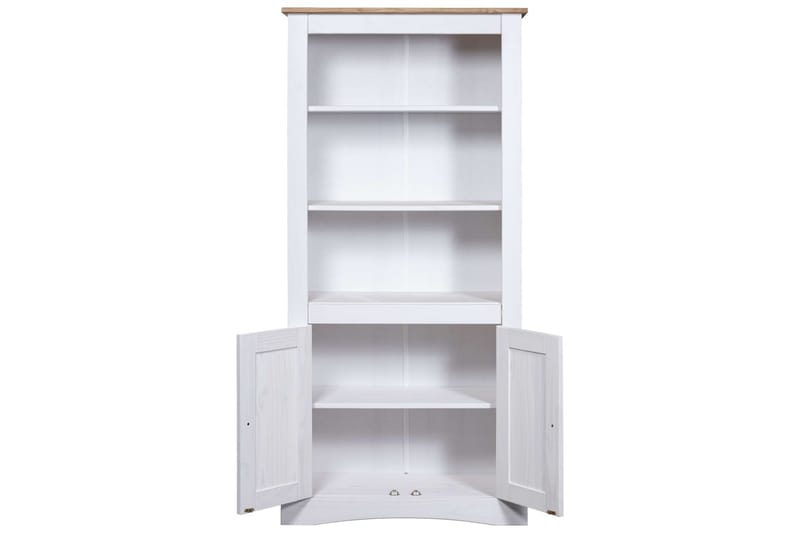 Vitrine meksikansk corona-stil furu hvit 80x40x170 cm - Oppbevaring - Hyller - Bokhylle