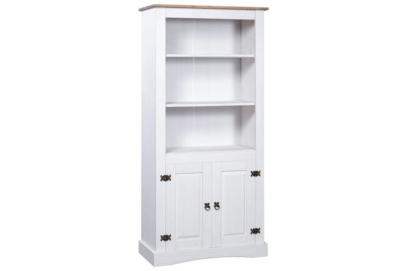 Vitrine meksikansk corona-stil furu hvit 80x40x170 cm - Oppbevaring - Hyller - Bokhylle