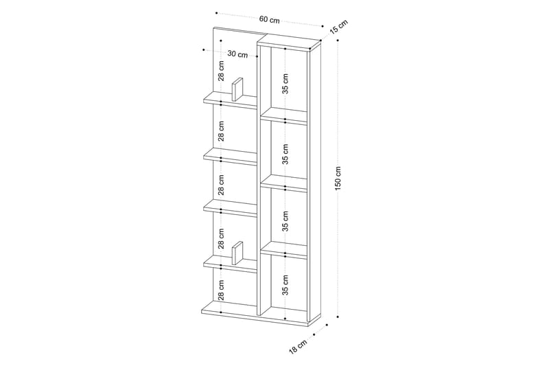 Viva Bokhylle 60x18 cm Hvit - Hanah Home - Oppbevaring - Hyller - Bokhylle