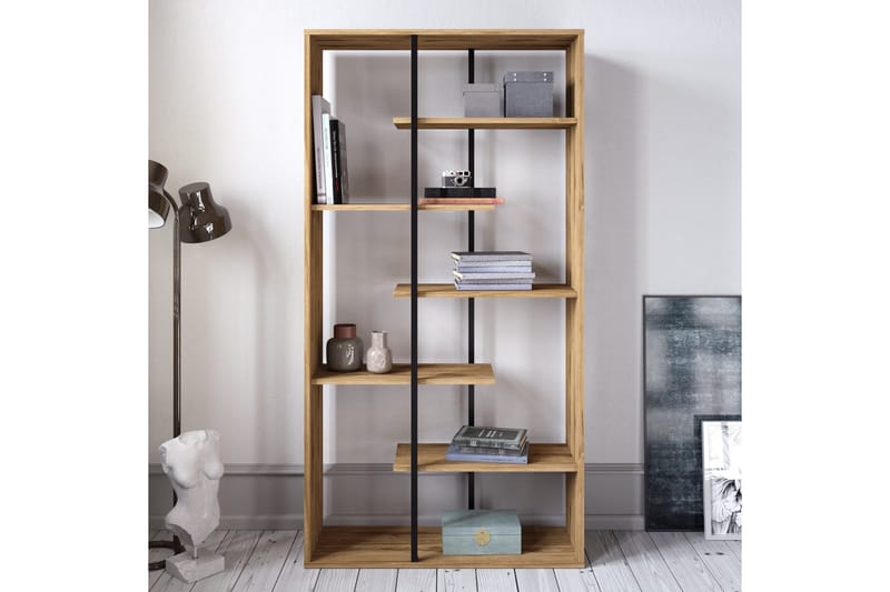 Zallar Bokhylle 90 cm - Valnøtt|Svart - Oppbevaring - Hyller - Bokhylle