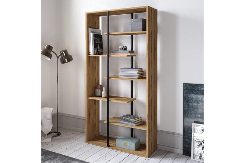 Zallar Bokhylle 90 cm - Valnøtt|Svart - Oppbevaring - Hyller - Bokhylle