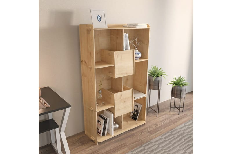 Bokhylle Pana Eik - Mellomfarget tre - Oppbevaring - Hyller - Bokhylle