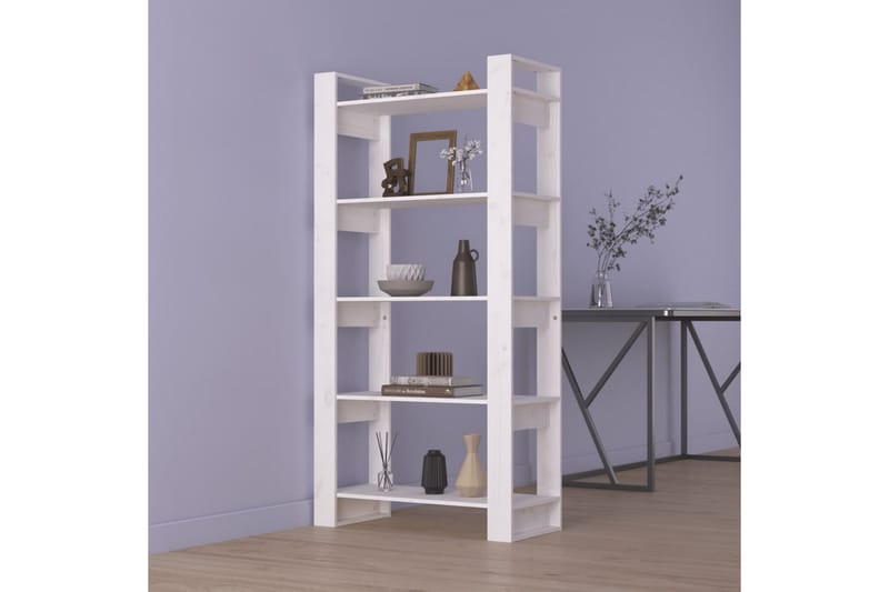 Bokhylle/romdeler 80x35x160 cm heltre - Hvit - Oppbevaring - Hyller - Bokhylle