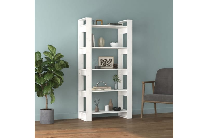 Bokhylle/romdeler 80x35x160 cm heltre - Hvit - Oppbevaring - Hyller - Bokhylle