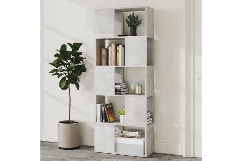 Bokhylle/romdeler betonggrå 60x24x155 cm - Grå - Oppbevaring - Hyller - Bokhylle