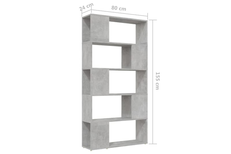 Bokhylle/romdeler betonggrå 80x24x155 cm sponplate - Grå - Oppbevaring - Hyller - Bokhylle