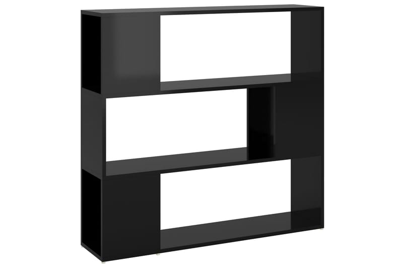 Bokhylle/romdeler høyglans svart 100x24x94 cm sponplate - Svart - Oppbevaring - Hyller - Bokhylle