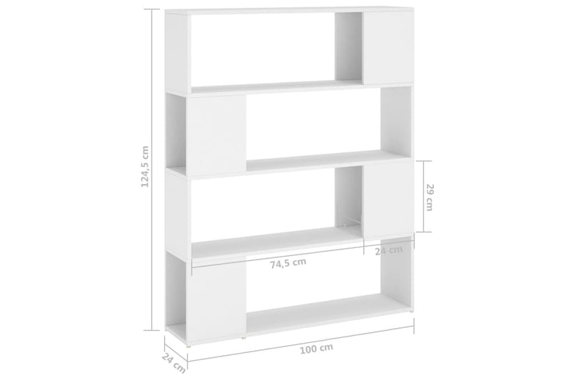 Bokhylle/romdeler hvit 100x24x124 cm - Hvit - Oppbevaring - Hyller - Bokhylle