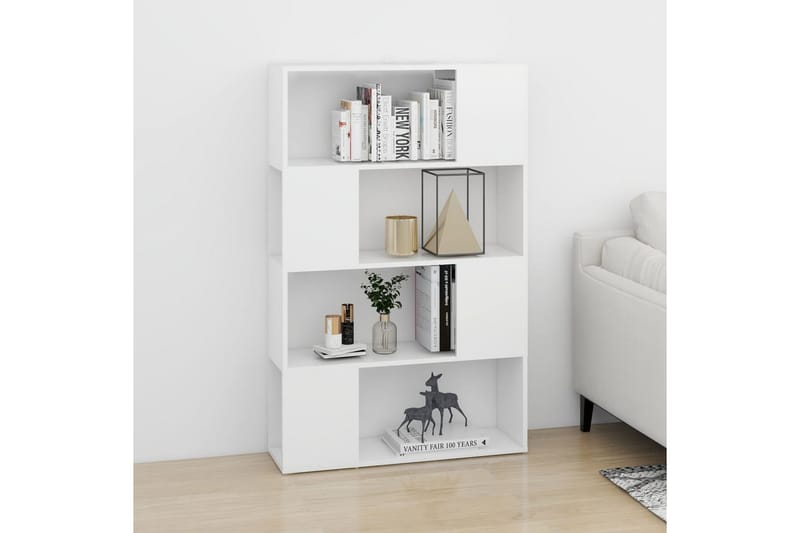 Bokhylle/romdeler hvit 80x24x124,5 cm sponplate - Hvit - Oppbevaring - Hyller - Bokhylle