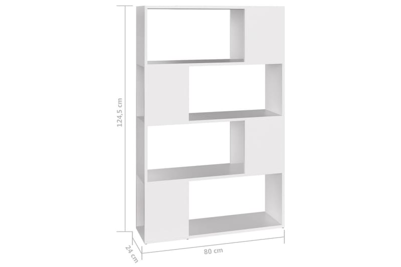 Bokhylle/romdeler hvit 80x24x124,5 cm sponplate - Hvit - Oppbevaring - Hyller - Bokhylle