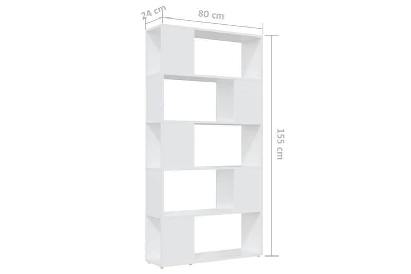 Bokhylle/romdeler hvit 80x24x155 cm sponplate - Hvit - Oppbevaring - Hyller - Bokhylle