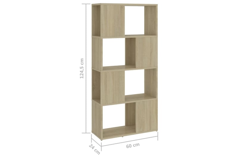 Bokhylle/romdeler sonoma eik 60x24x124,5 cm sponplate - Brun - Oppbevaring - Hyller - Bokhylle