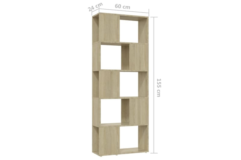Bokhylle/romdeler sonoma eik 60x24x155 cm - Brun - Oppbevaring - Hyller - Bokhylle