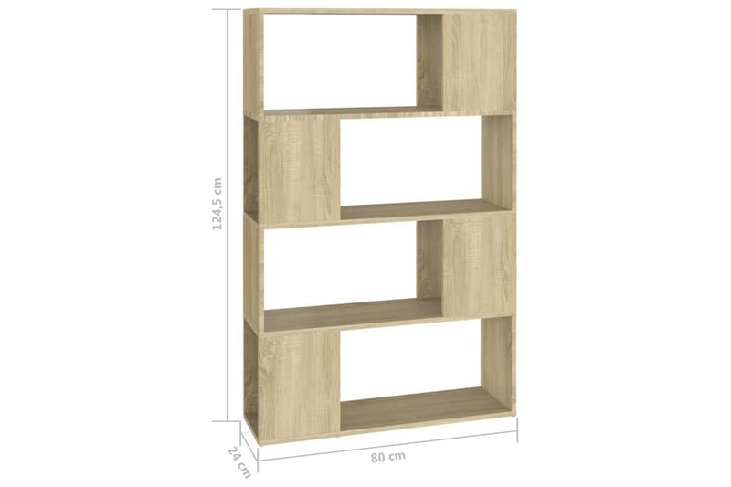 Bokhylle/romdeler sonoma eik 80x24x124,5 cm sponplate - Brun - Oppbevaring - Hyller - Bokhylle