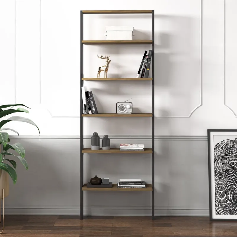 Branik Bokhylle 61x180x25 cm - Antrasitt/Antikk valnøtt - Oppbevaring - Hyller - Bokhylle