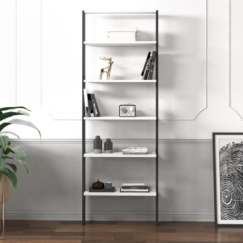 Branik Bokhylle 61x180x25 cm - Antrasitt/Hvit - Oppbevaring - Hyller - Bokhylle