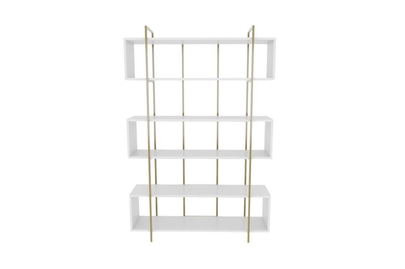 Bruti Bokhylle 120 cm i Malt Tre - Hvit|Gul - Oppbevaring - Hyller - Bokhylle