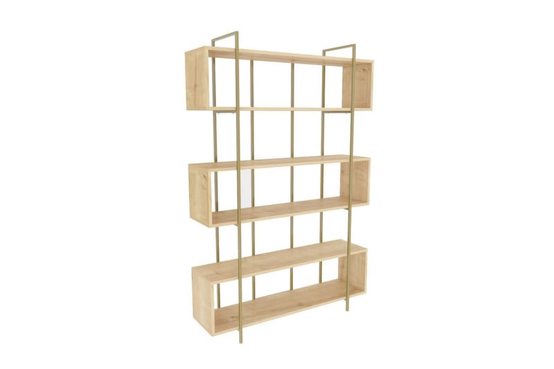 Bruti Bokhylle 120 cm - Lyse brun/Gull - Oppbevaring - Hyller - Bokhylle