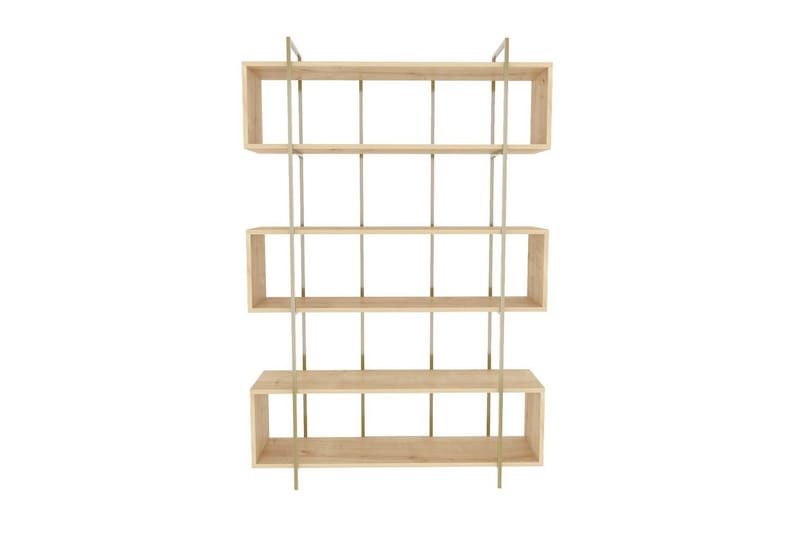 Bruti Bokhylle 120 cm - Lyse brun/Gull - Oppbevaring - Hyller - Bokhylle