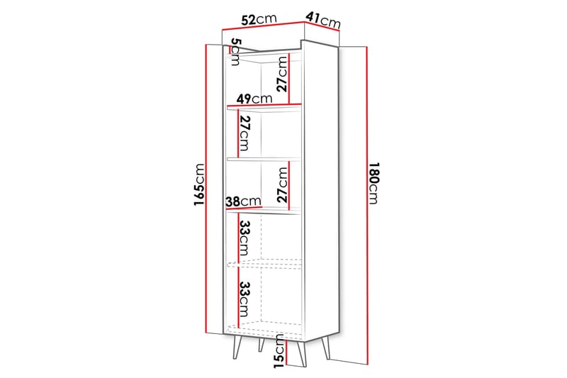 Chiku Bokhylle 52 cm - Beige - Oppbevaring - Hyller - Bokhylle
