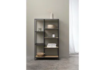 Cytis Industriell Bokhylle 80 cm i Metall med Treplate - Sort - Oppbevaring - Hyller - Bokhylle