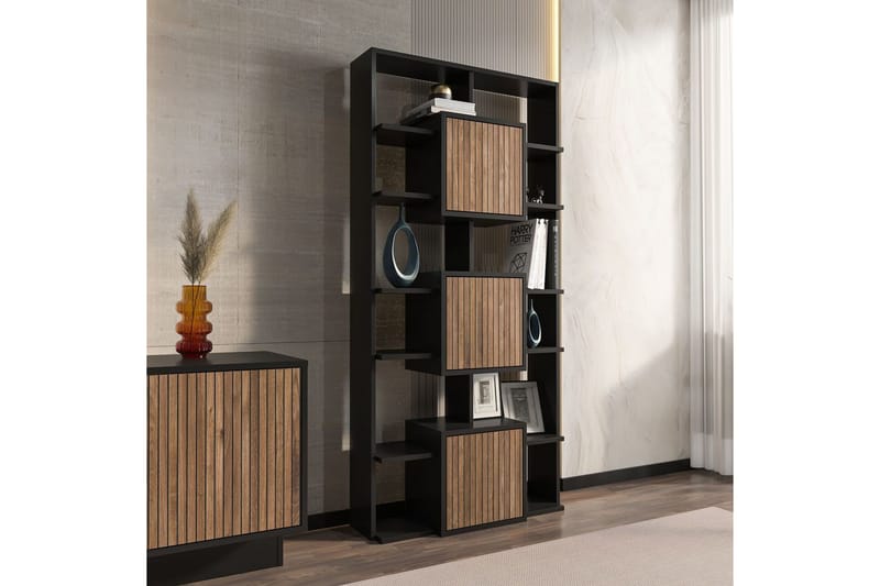 Dargaville Bokhylle 85 cm - Sort/Valnøtt - Oppbevaring - Hyller - Bokhylle