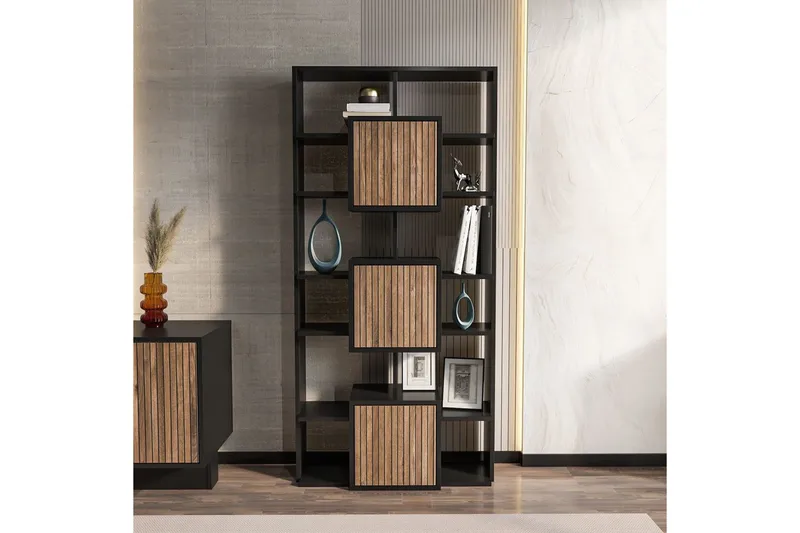 Dargaville Bokhylle 85 cm - Sort/Valnøtt - Oppbevaring - Hyller - Bokhylle