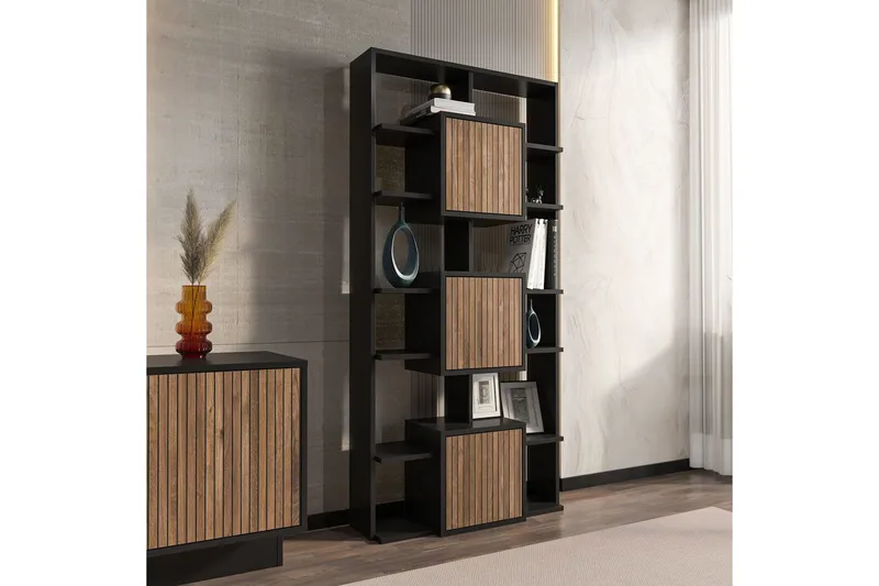 Dargaville Bokhylle 85 cm - Sort/Valnøtt - Oppbevaring - Hyller - Bokhylle