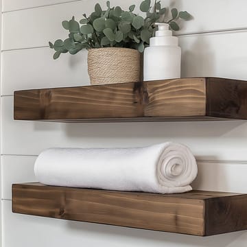 Dekorativ vegghylle i tre Hanah Home Rafect Tre (13 x 60 x 11 cm) Modell dobbel hylle - Oppbevaring - Hyller - Vegghylle